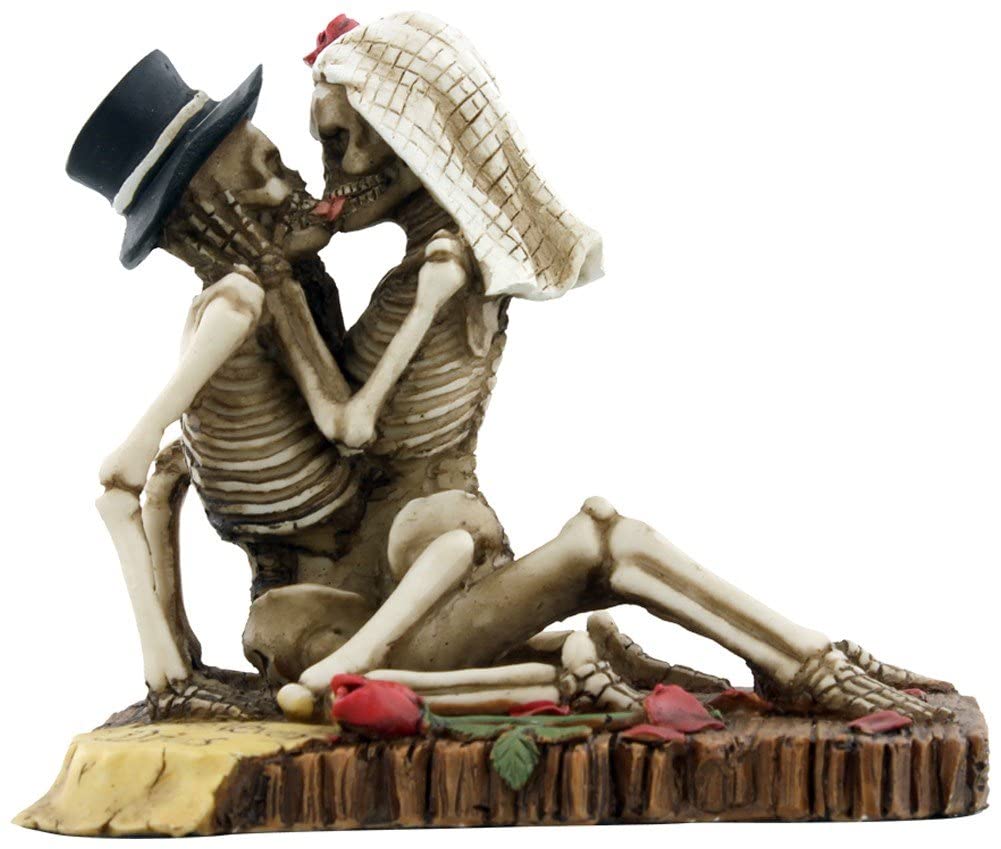SUMMIT COLLECTION Estatueta de casal, esqueleto apaixonado de casamento Love Never Dies, decoração de mesa e prateleira
